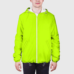 Куртка с капюшоном мужская Лайм цвет: однотонный лаймовый, цвет: 3D-белый — фото 2