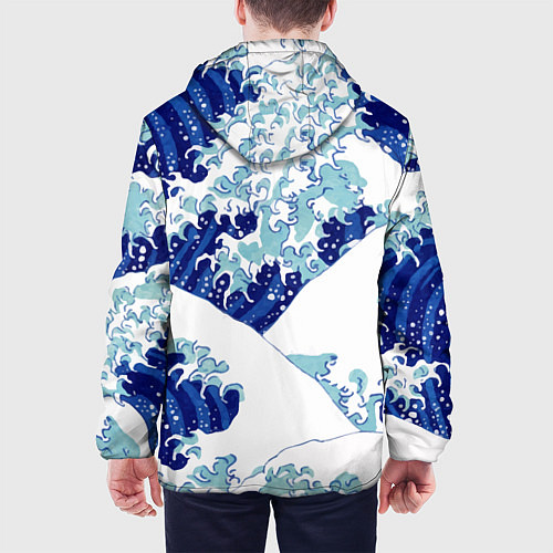 Мужская куртка Японская графика - волна - паттерн / 3D-Белый – фото 4