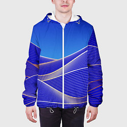 Куртка с капюшоном мужская Волновая растровая композиция, цвет: 3D-белый — фото 2