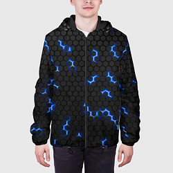 Куртка с капюшоном мужская Неоновая стальная броня с эффектом свечения, цвет: 3D-черный — фото 2