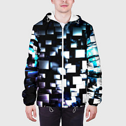Куртка с капюшоном мужская Неоновые кубы абстракция, цвет: 3D-белый — фото 2