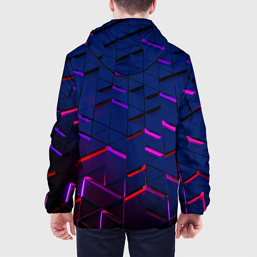 Мужская куртка Неоновые треугольники с подсветкой / 3D-Белый – фото 4