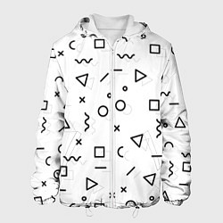 Куртка с капюшоном мужская Разные геометрические фигуры, цвет: 3D-белый