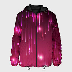 Куртка с капюшоном мужская Светящиеся розовые линии, цвет: 3D-черный