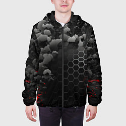 Куртка с капюшоном мужская Взрыл черных плит и обломки, цвет: 3D-черный — фото 2