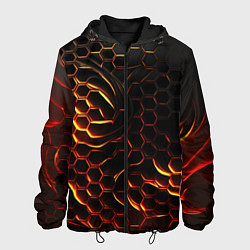 Куртка с капюшоном мужская Объемные огненные плиты, цвет: 3D-черный
