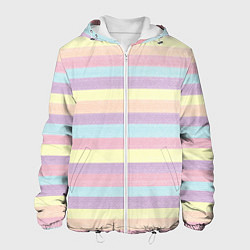 Куртка с капюшоном мужская Пастельные линии - текстура свитера, цвет: 3D-белый