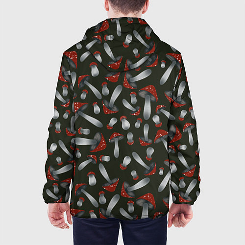 Мужская куртка Мухоморы - паттерн / 3D-Белый – фото 4