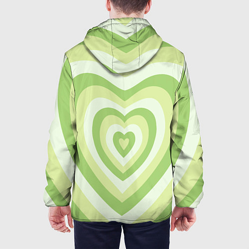 Мужская куртка Зеленые сердца - индикид паттерн / 3D-Белый – фото 4
