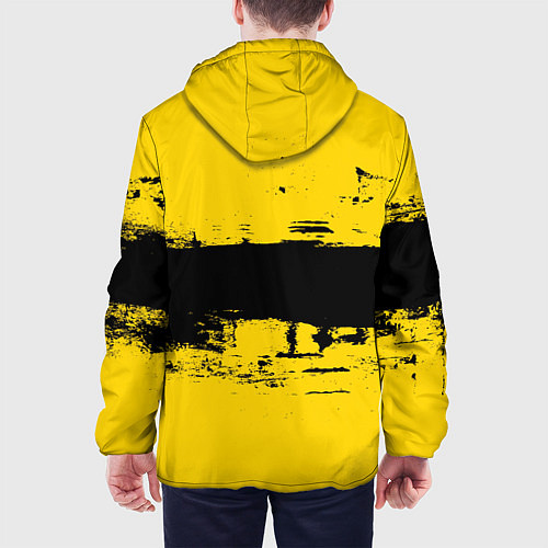 Мужская куртка Черно-желтая полоса Cyberpunk 2077 / 3D-Белый – фото 4