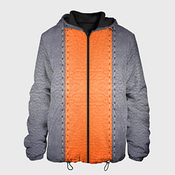 Мужская куртка Кожа серая оранжевая