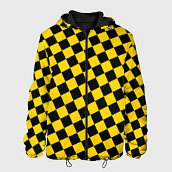 Куртка с капюшоном мужская Черно-желтая мелкая клетка, цвет: 3D-черный