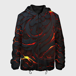 Куртка с капюшоном мужская Огненные разломленные плиты, цвет: 3D-черный