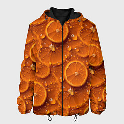 Куртка с капюшоном мужская Сочная текстура из долек апельсина, цвет: 3D-черный