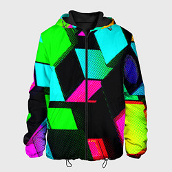 Куртка с капюшоном мужская Неоновые светящиеся кубики, цвет: 3D-черный
