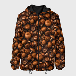 Куртка с капюшоном мужская Сочный узор из грибочков, цвет: 3D-черный