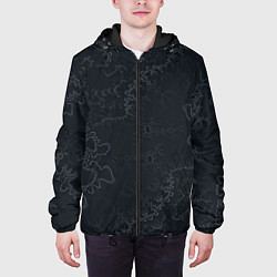 Куртка с капюшоном мужская Бесшовный дымчатый узор, цвет: 3D-черный — фото 2