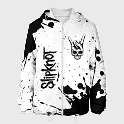 Куртка с капюшоном мужская Slipknot и рок символ на светлом фоне, цвет: 3D-белый
