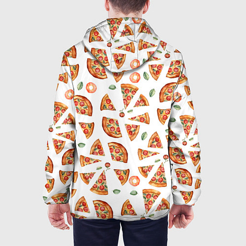 Мужская куртка Кусочки пиццы - паттерн на белом / 3D-Белый – фото 4