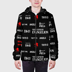 Куртка с капюшоном мужская Евангелион символы, цвет: 3D-черный — фото 2