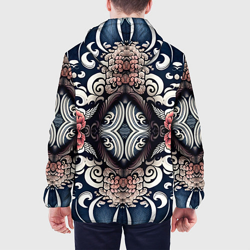Мужская куртка Irezumi style: девушка и синие узоры / 3D-Черный – фото 4