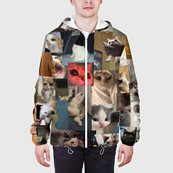 Куртка с капюшоном мужская Мемные котики, цвет: 3D-белый — фото 2