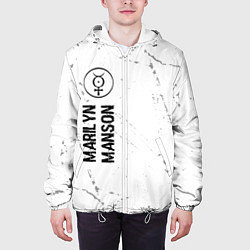 Куртка с капюшоном мужская Marilyn Manson glitch на светлом фоне: по-вертикал, цвет: 3D-белый — фото 2