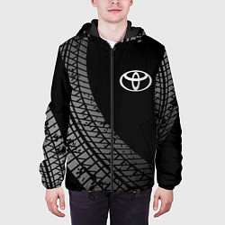 Куртка с капюшоном мужская Toyota tire tracks, цвет: 3D-черный — фото 2