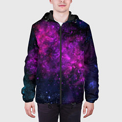 Куртка с капюшоном мужская Neon pink nebula, цвет: 3D-черный — фото 2