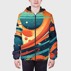 Куртка с капюшоном мужская Абстрактный космический пейзаж: арт нейросети, цвет: 3D-черный — фото 2