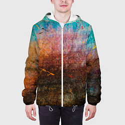 Куртка с капюшоном мужская Разноцветные тени и краски, цвет: 3D-белый — фото 2