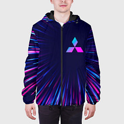 Куртка с капюшоном мужская Mitsubishi neon speed lines, цвет: 3D-черный — фото 2