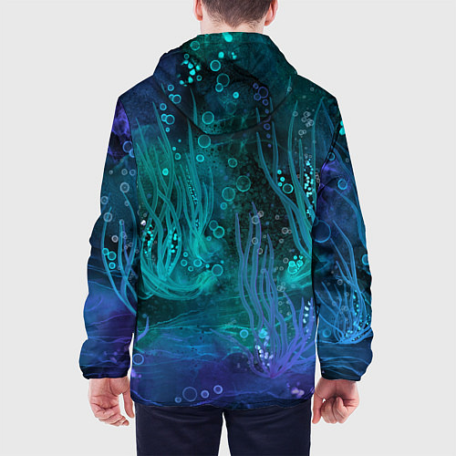 Мужская куртка Абстракция: неоновые огни подводного мира / 3D-Белый – фото 4