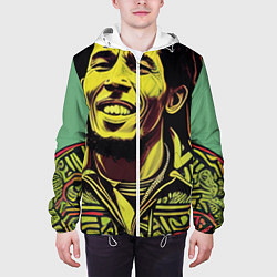 Куртка с капюшоном мужская Боб Марли 2D граффити эффект, цвет: 3D-белый — фото 2