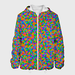 Куртка с капюшоном мужская Мелкие блоки Тетрис, цвет: 3D-белый