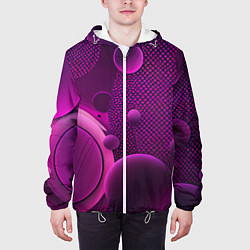 Куртка с капюшоном мужская Фиолетовые шары, цвет: 3D-белый — фото 2