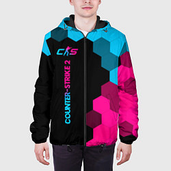 Куртка с капюшоном мужская Counter-Strike 2 - neon gradient: по-вертикали, цвет: 3D-черный — фото 2