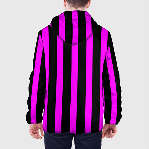 Мужская куртка В полоску черного и фиолетового цвета / 3D-Белый – фото 4