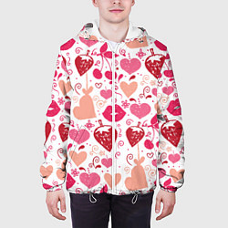 Куртка с капюшоном мужская Клубничная любовь, цвет: 3D-белый — фото 2