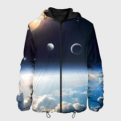 Куртка с капюшоном мужская Космос и планета Сатурн, цвет: 3D-черный