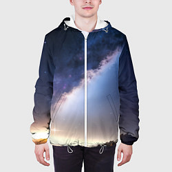 Куртка с капюшоном мужская Звёздное небо и горы, цвет: 3D-белый — фото 2