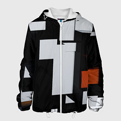 Куртка с капюшоном мужская Прямоугольники и темнота, цвет: 3D-белый