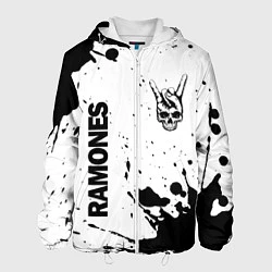 Куртка с капюшоном мужская Ramones и рок символ на светлом фоне, цвет: 3D-белый