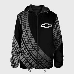 Куртка с капюшоном мужская Chevrolet tire tracks, цвет: 3D-черный