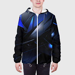 Куртка с капюшоном мужская Blue black background, цвет: 3D-белый — фото 2