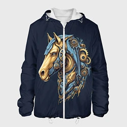 Куртка с капюшоном мужская Механический конь, цвет: 3D-белый