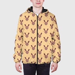 Куртка с капюшоном мужская Паттерн милые кролики, цвет: 3D-черный — фото 2