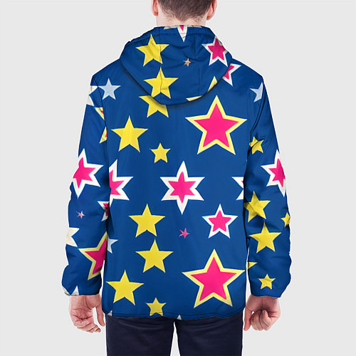 Мужская куртка Звёзды разных цветов / 3D-Белый – фото 4