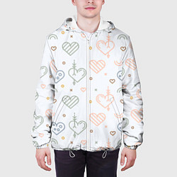 Куртка с капюшоном мужская Lovely hearts, цвет: 3D-белый — фото 2
