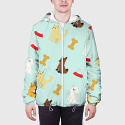 Куртка с капюшоном мужская Кошечки собачки, цвет: 3D-белый — фото 2